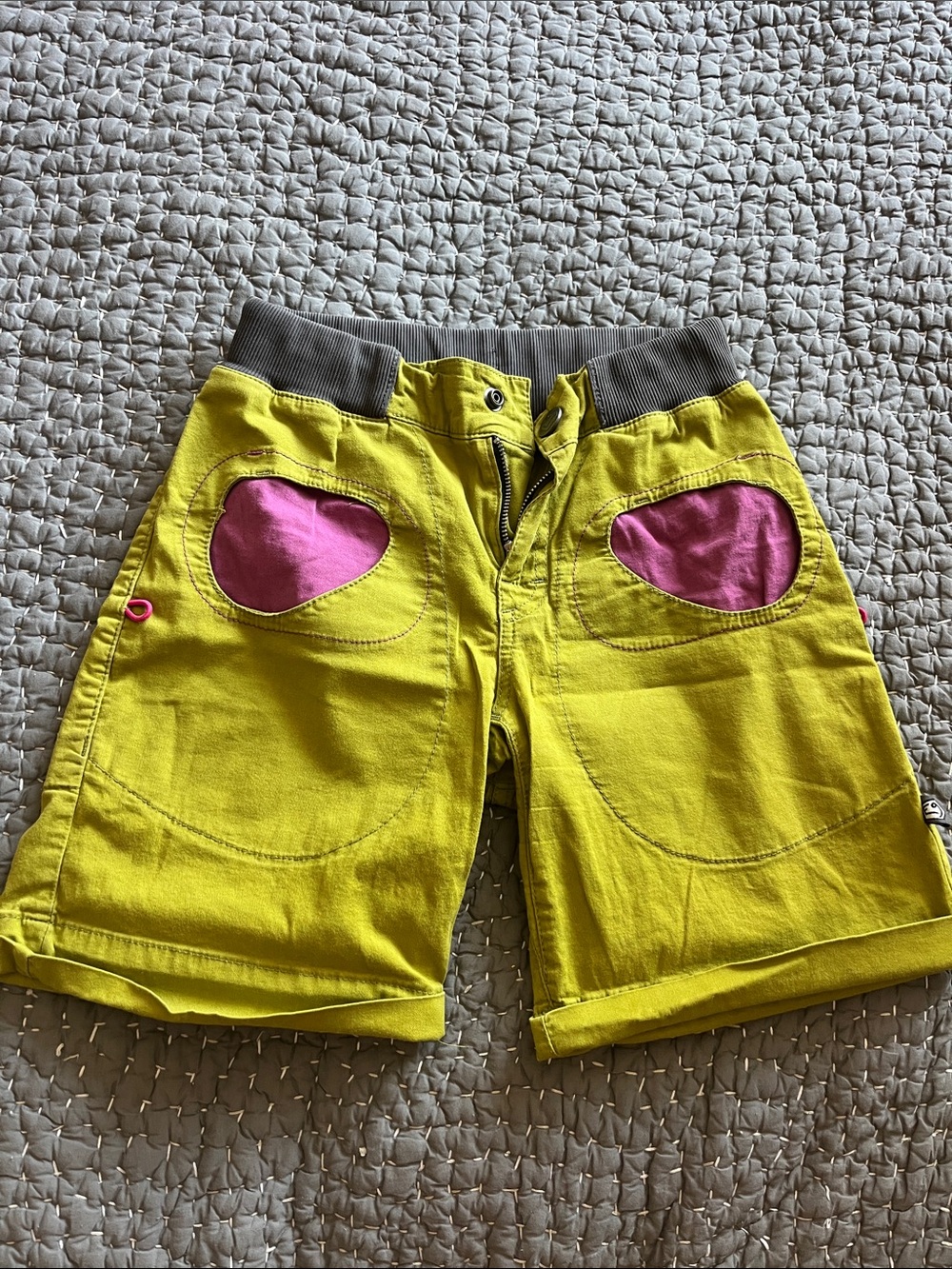 Lime Green Climbing Shorts Organic Cotton Made in Italy